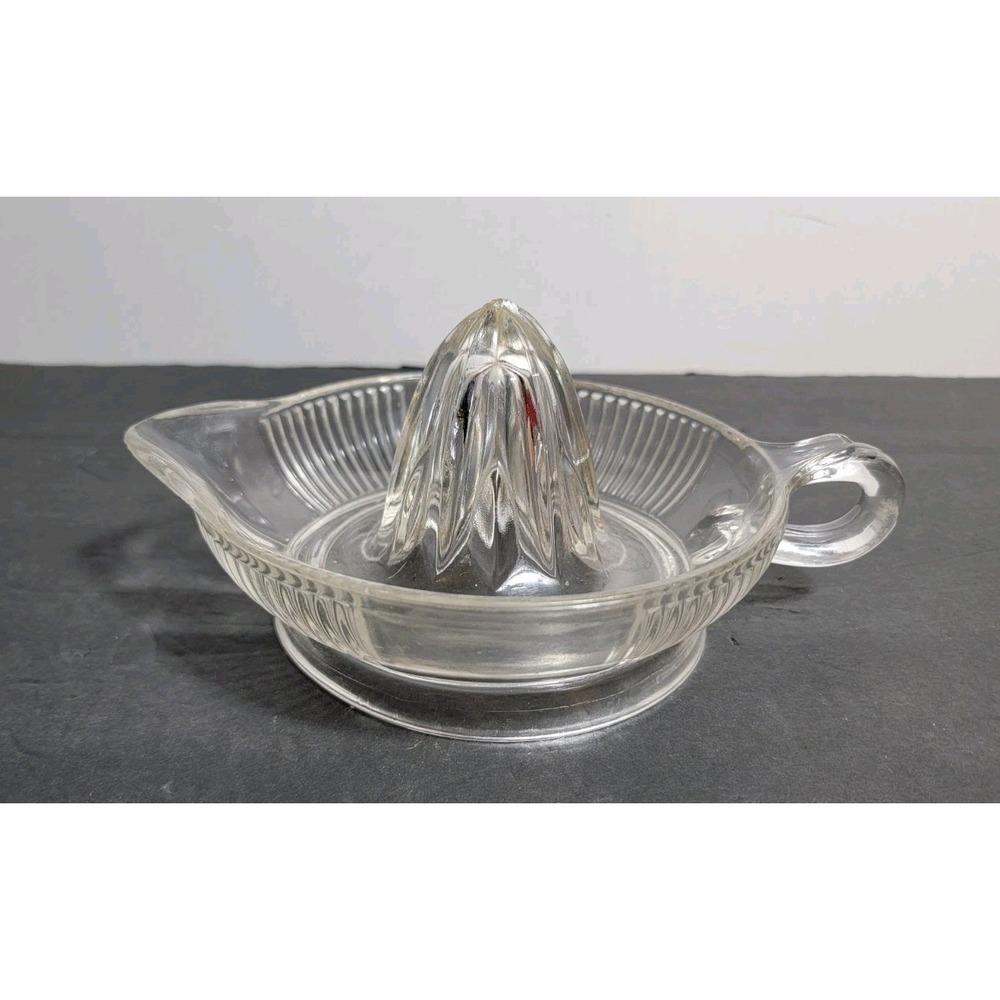 Vintage Glass Juicer Reamer Clear Pressed Orange Lemon Citrus Squeezer